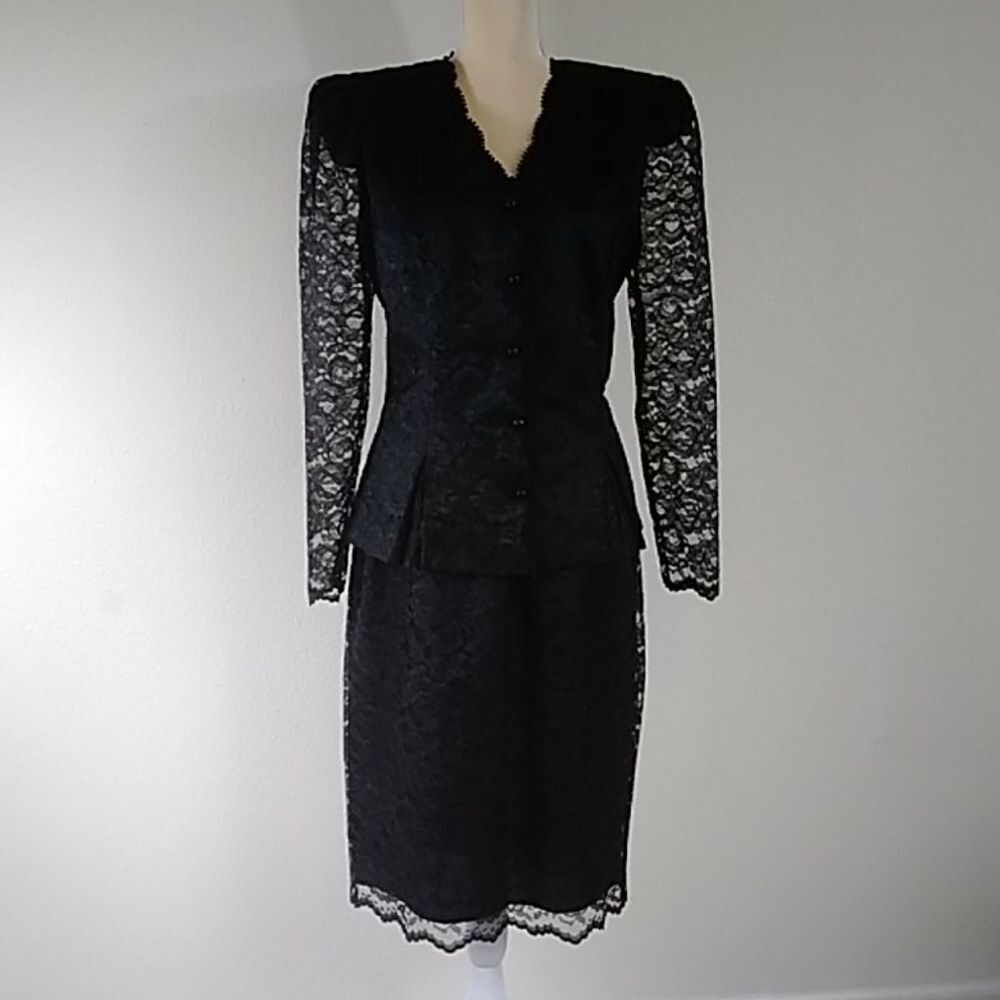VINTAGE LACE DRESS  DAVID ROSE  BLACK